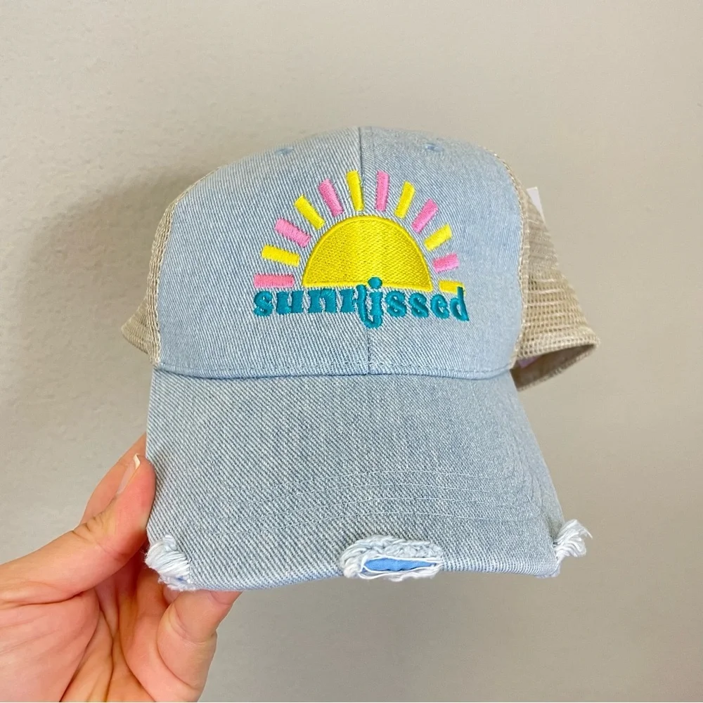 Katydid Sunkissed Embroidered Denim Trucker‎ Hat NWT